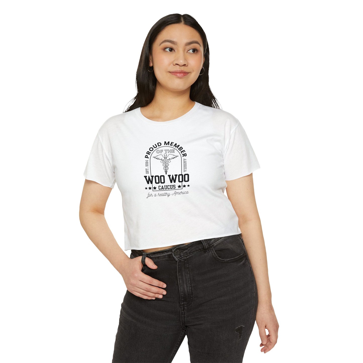 Proud Member of the Woo Woo Caucus - Women's Crop Top, Navy