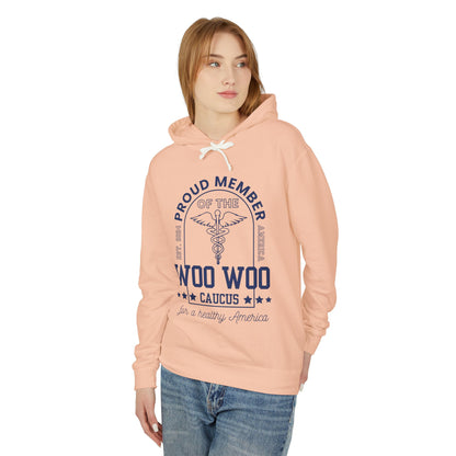 Proud Member of the Woo Woo Caucus - Unisex Lightweight Hooded Sweatshirt, Navy