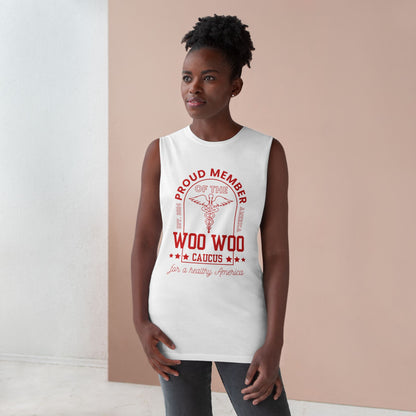 Proud Member of the Woo Woo Caucus - Unisex Muscle Tee, Red