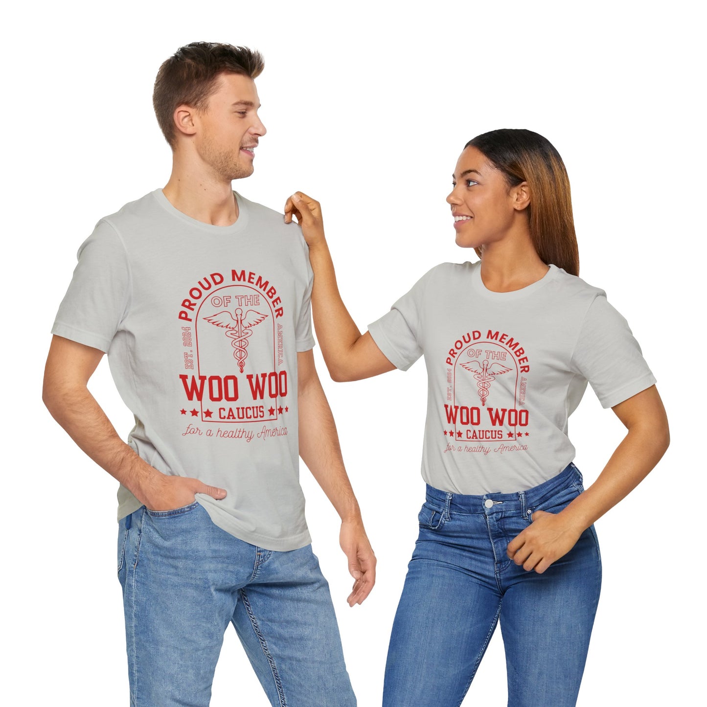 Proud Member of the Woo Woo Caucus - Unisex Jersey Short Sleeve Tee, Red