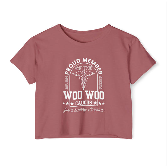 Proud Member of the Woo Woo Caucus - Women's Crop Top, Navy