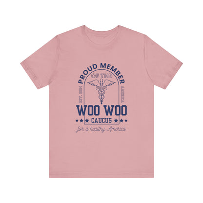 Proud Member of the Woo Woo Caucus - Unisex Jersey Short Sleeve Tee, Navy