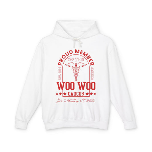 Proud Member of the Woo Woo Caucus - Unisex Lightweight Hooded Sweatshirt, Red