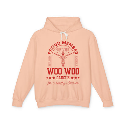 Proud Member of the Woo Woo Caucus - Unisex Lightweight Hooded Sweatshirt, Red