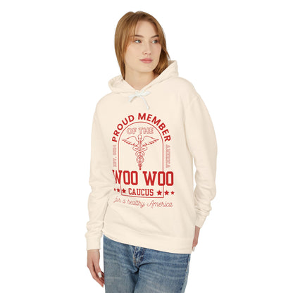 Proud Member of the Woo Woo Caucus - Unisex Lightweight Hooded Sweatshirt, Red