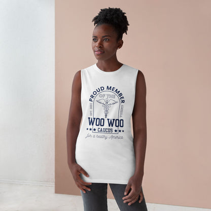 Proud Member of the Woo Woo Caucus - Unisex Muscle Tee, Navy