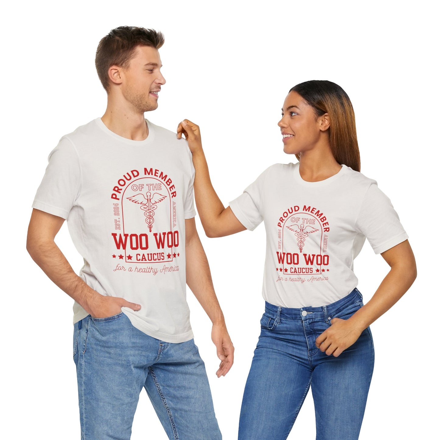 Proud Member of the Woo Woo Caucus - Unisex Jersey Short Sleeve Tee, Red