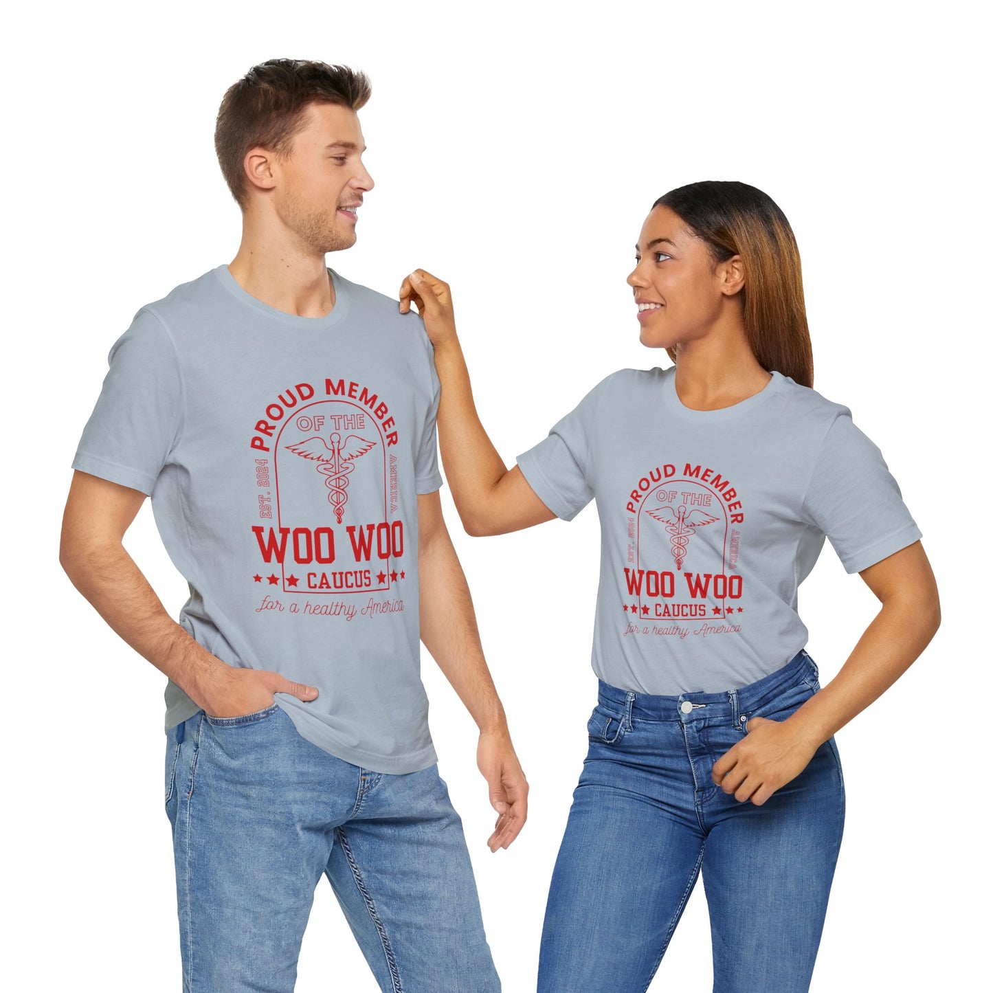 Proud Member of the Woo Woo Caucus - Unisex Jersey Short Sleeve Tee, Red