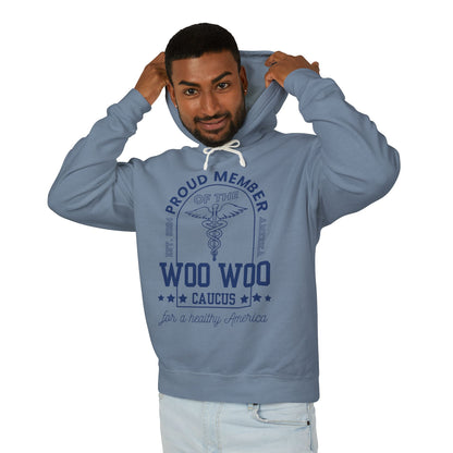 Proud Member of the Woo Woo Caucus - Unisex Lightweight Hooded Sweatshirt, Navy