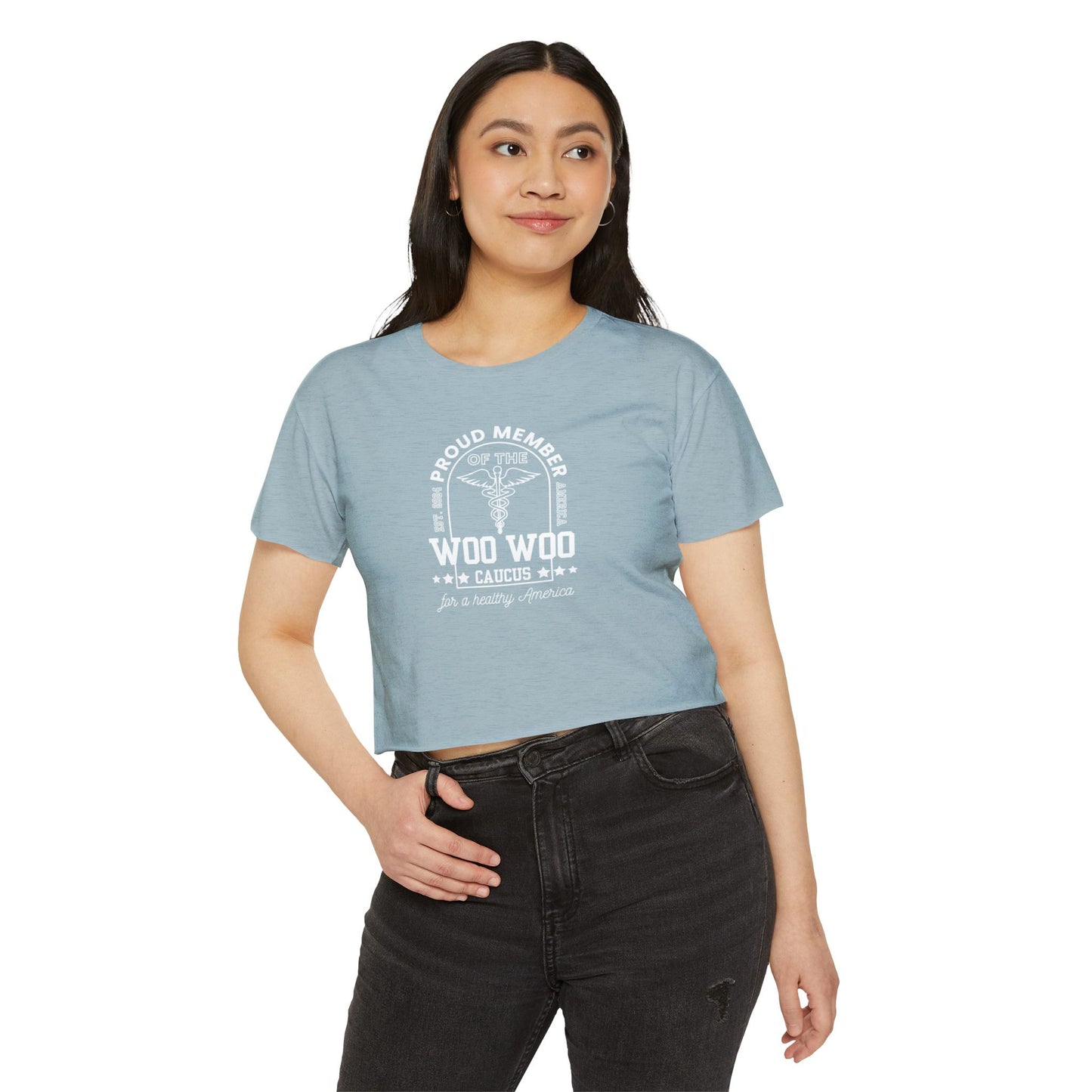 Proud Member of the Woo Woo Caucus - Women's Crop Top, Navy