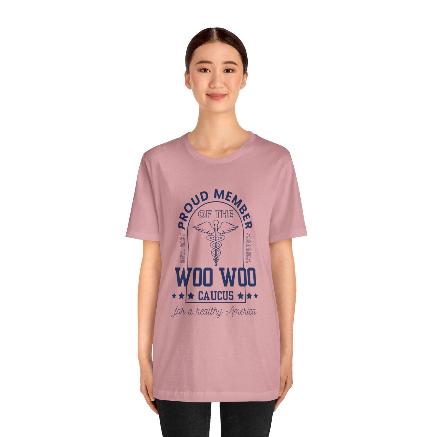 Proud Member of the Woo Woo Caucus - Unisex Jersey Short Sleeve Tee, Navy