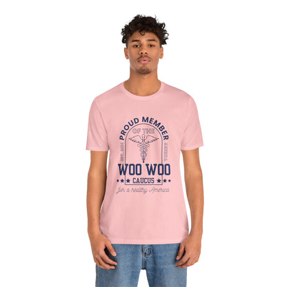 Proud Member of the Woo Woo Caucus - Unisex Jersey Short Sleeve Tee, Navy